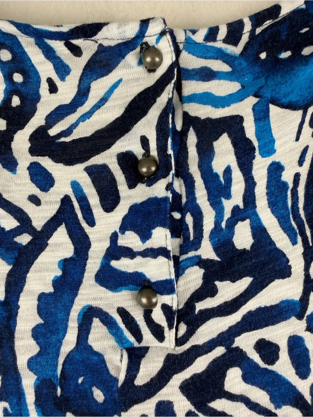 Lucky Brand Blue Tropical Print Knit Mini Dress Boho Shift - Picture 7 of 7